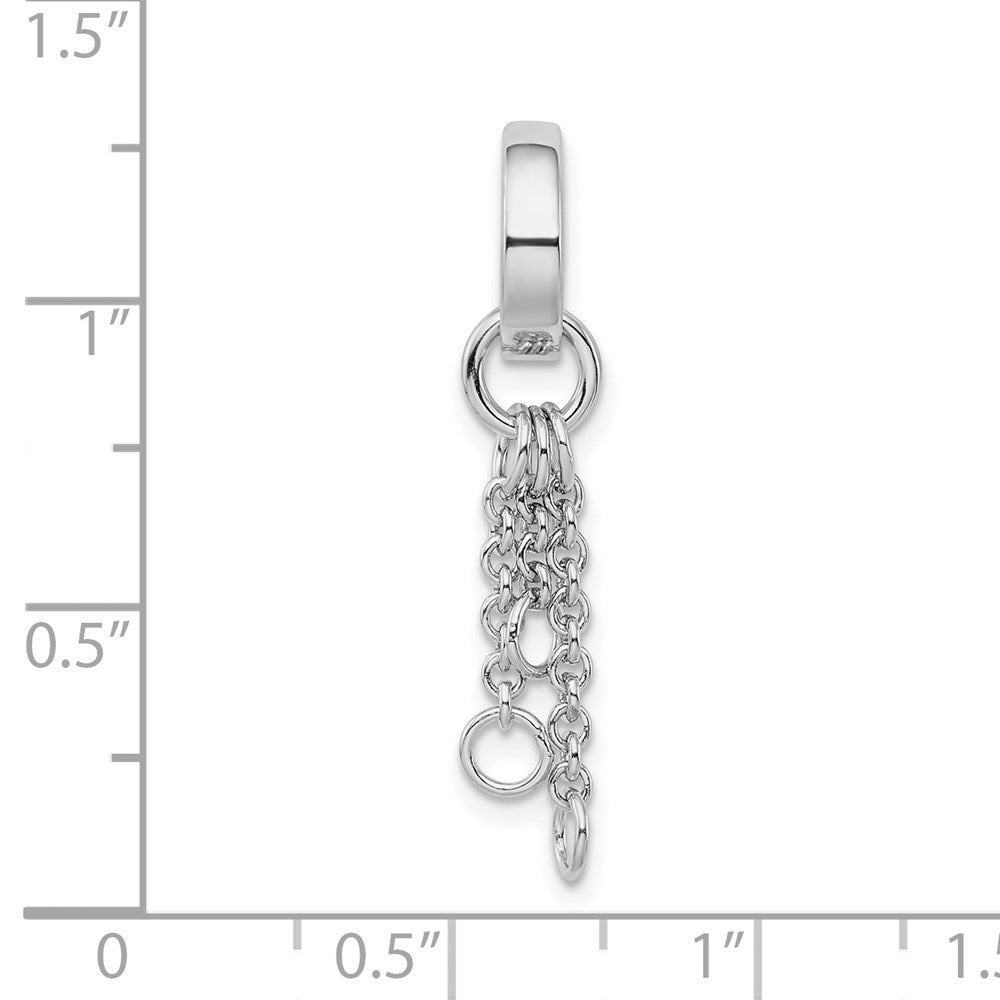 Amore La Vita Sterling Silver Rhodium-plated Polished Circle with Cable Chain Dangles Charm Carrier Pendant