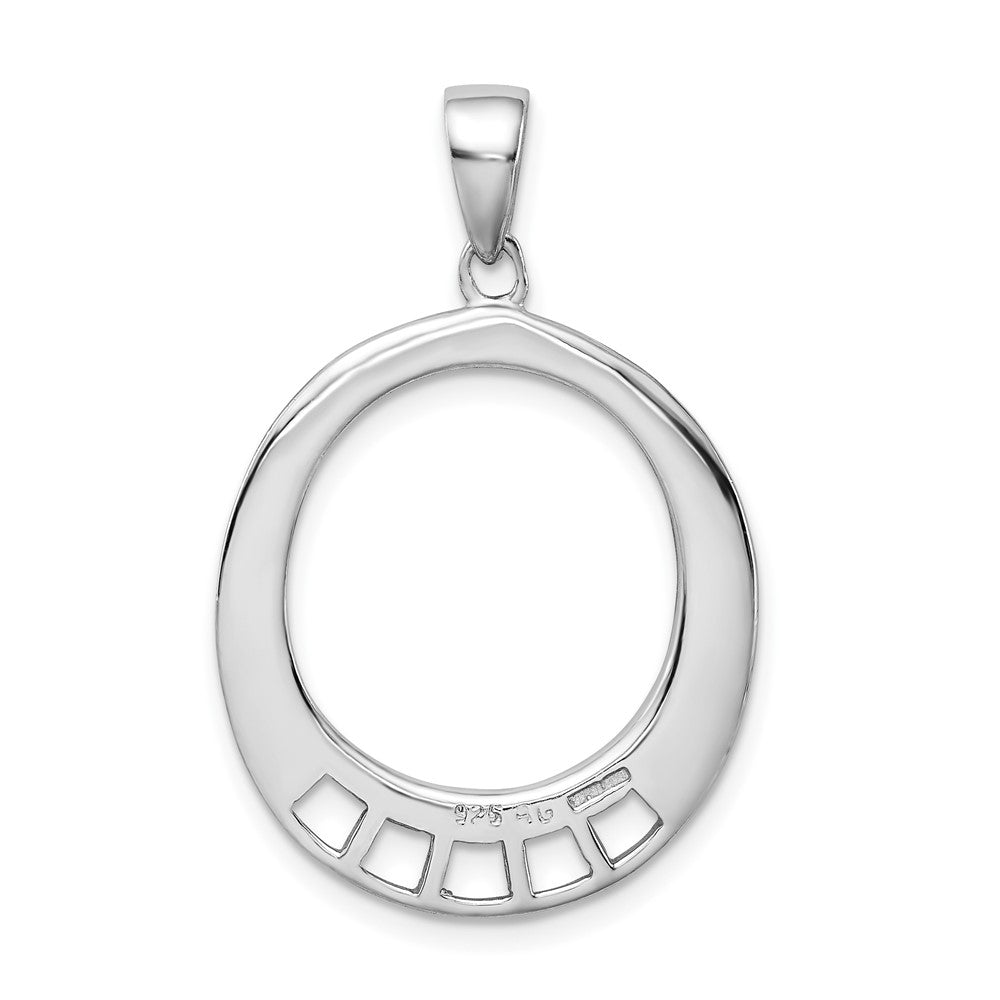 Amore La Vita Sterling Silver Rhodium-plated Polished Oval Shaped Charm Carrier Pendant