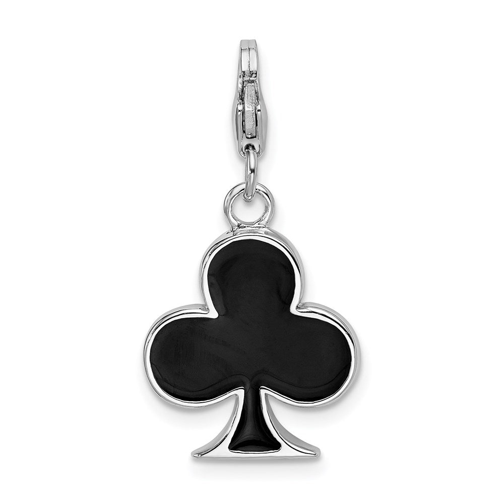 SS RH Enameled 3-D Club w/Lobster Clasp Charm