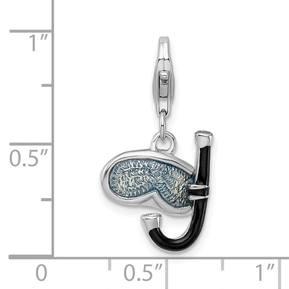 Amore La Vita Sterling Silver Rhodium-plated Polished 3-D Enameled Snorkel Charm with Fancy Lobster Clasp