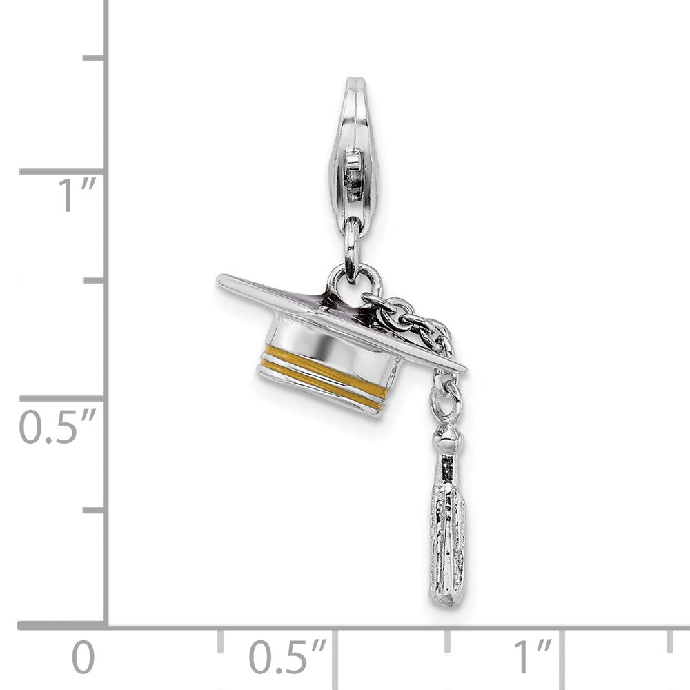 Amore La Vita Sterling Silver Rhodium-plated and Gold-tone Polished 3-D Moveable Enameled Graduation Cap and Tassel Charm ...