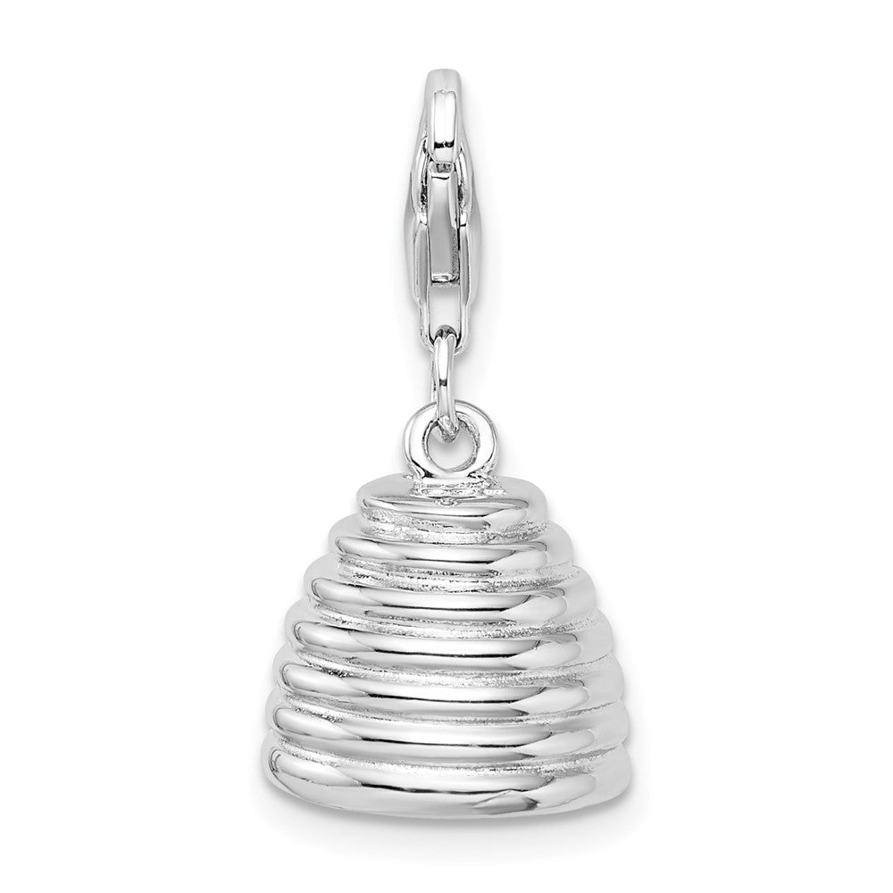 Amore La Vita Sterling Silver Rhodium-plated and Gold-plated Polished 3-D Beehive Charm with Fancy Lobster Clasp