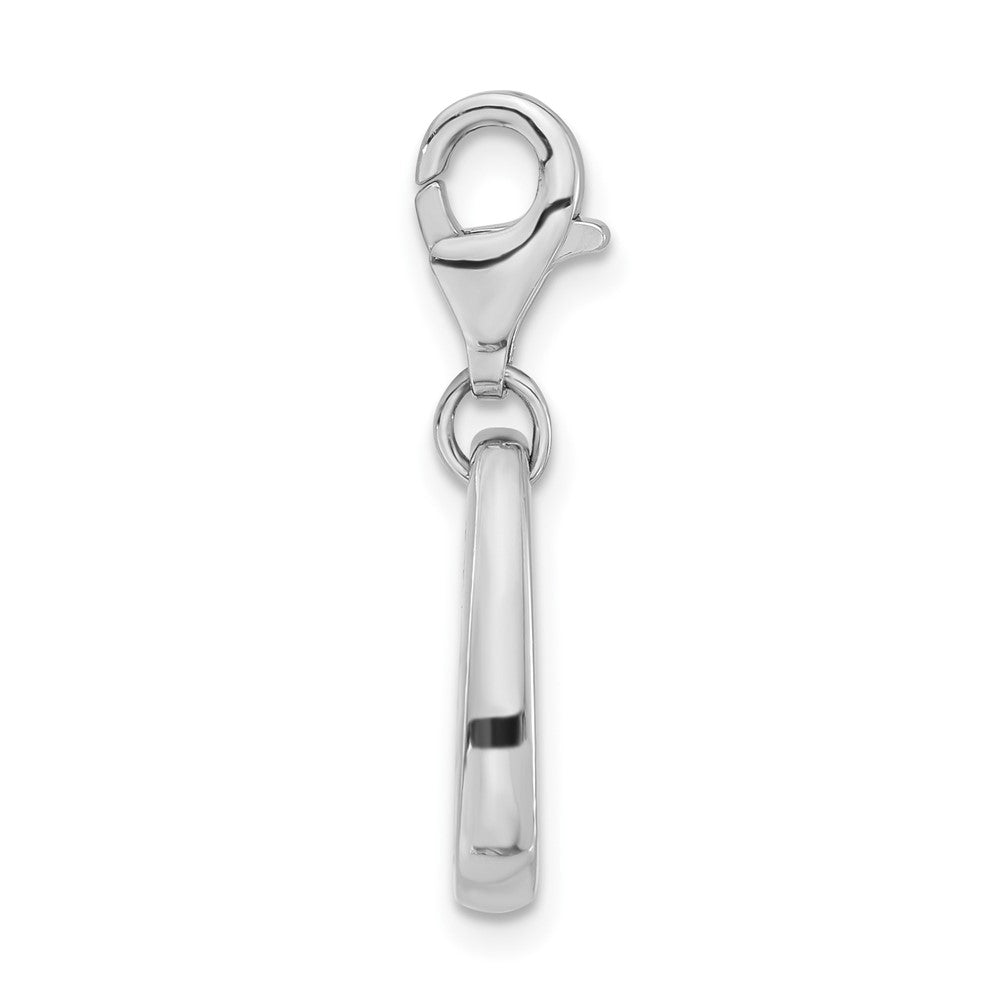 Sterling Silver Rhodium-plated Polished & Antiqued Fire Symbol w/Lobster Clasp Charm