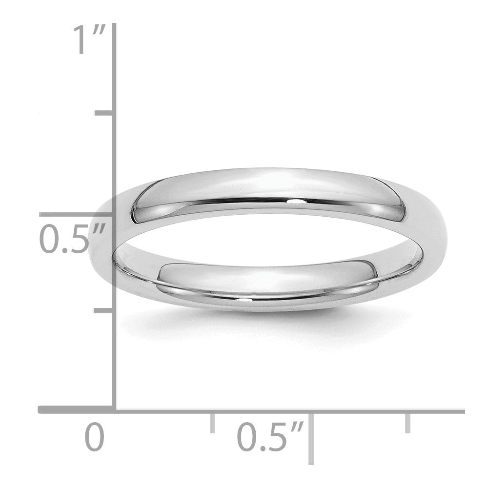 Sterling Silver Rhodium-plated 3mm Comfort Fit Size 13 Band