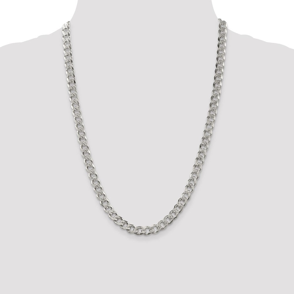 Sterling Silver 7.5mm Pav√á Curb Chain