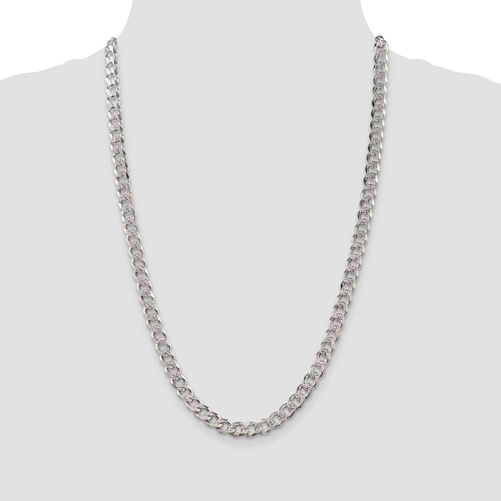Sterling Silver 7.5mm PavÇ Curb Chain