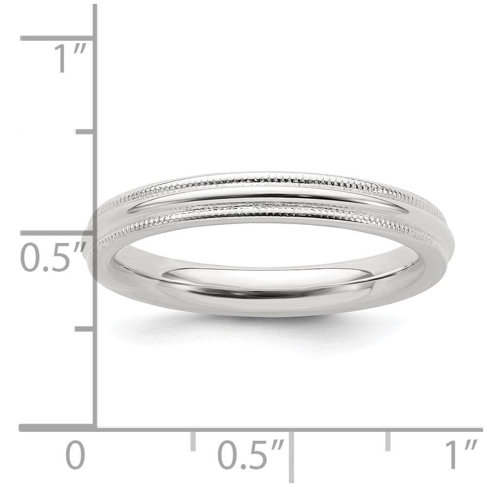 Sterling Silver 3mm Comfort Fit Half Round Milgrain Size 9.5 Band