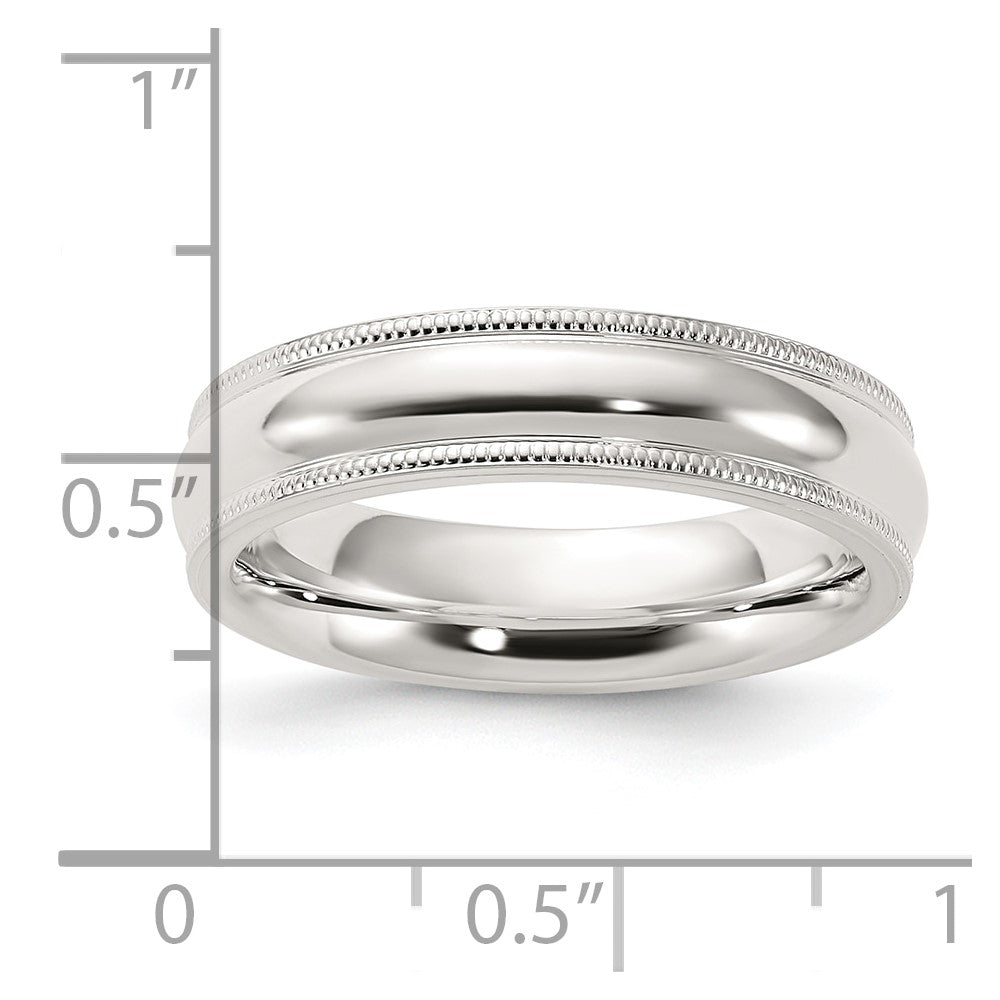 Sterling Silver 5mm Comfort Fit Half Round Milgrain Size 9.5 Band