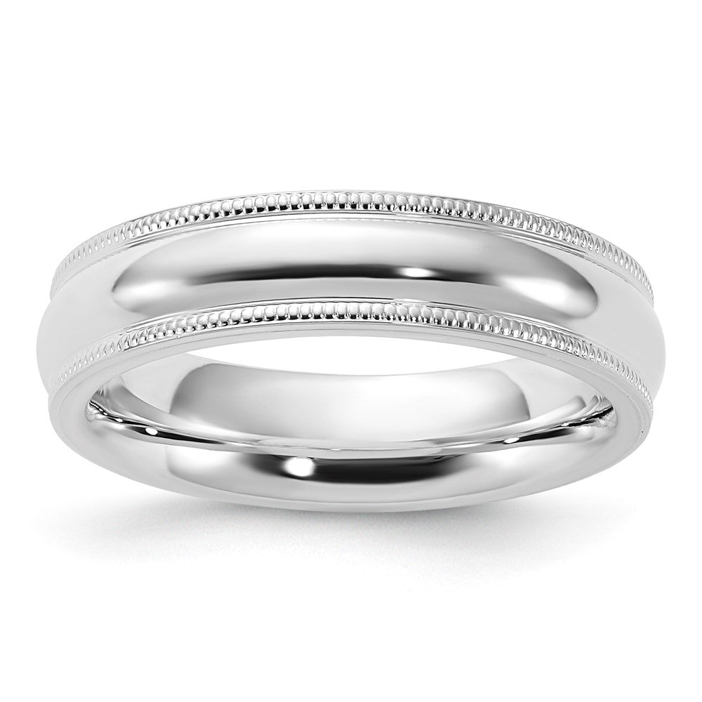 Sterling Silver 5mm Comfort Fit Half Round Milgrain Size 4.5 Band