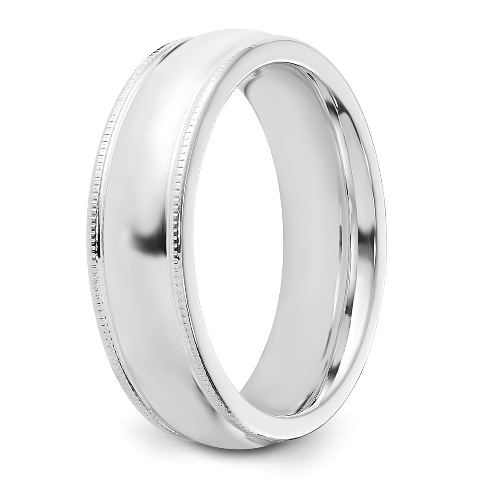 Sterling Silver 6mm Comfort Fit Half Round Milgrain Size 11 Band