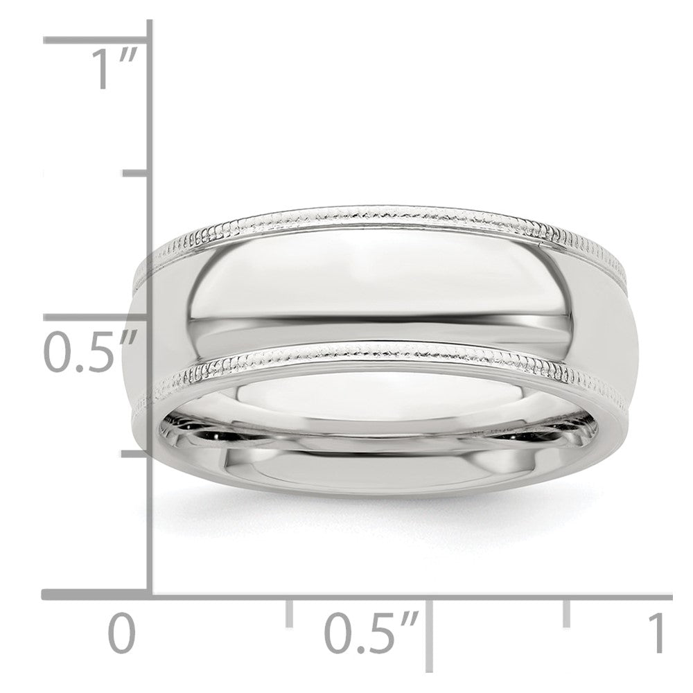 Sterling Silver 7mm Comfort Fit Half Round Milgrain Size 5.5 Band