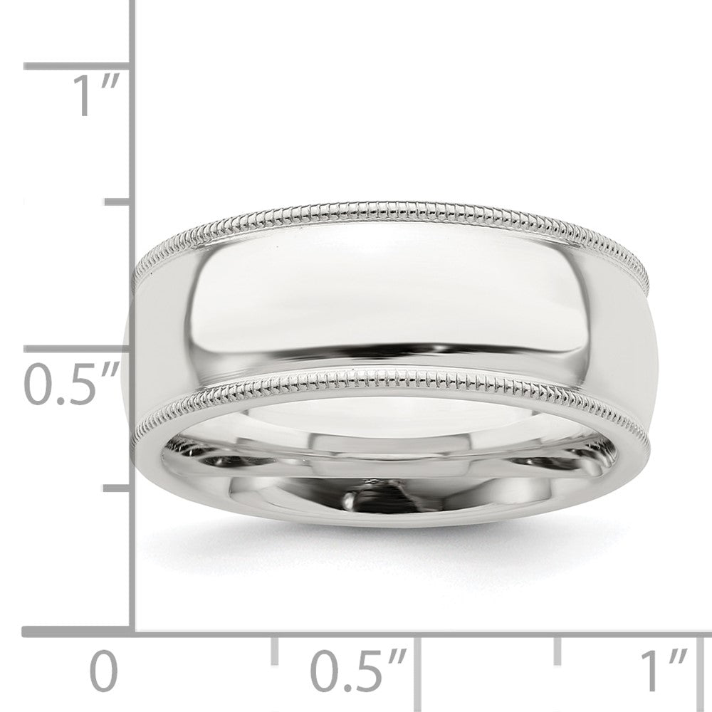 Sterling Silver 8mm Comfort Fit Half Round Milgrain Size 6 Band