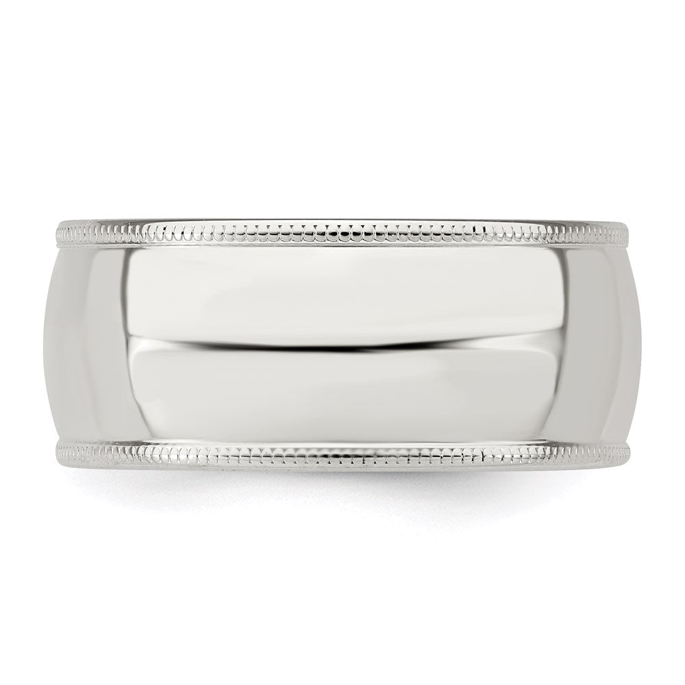 Sterling Silver 9mm Comfort Fit Half Round Milgrain Size 10 Band