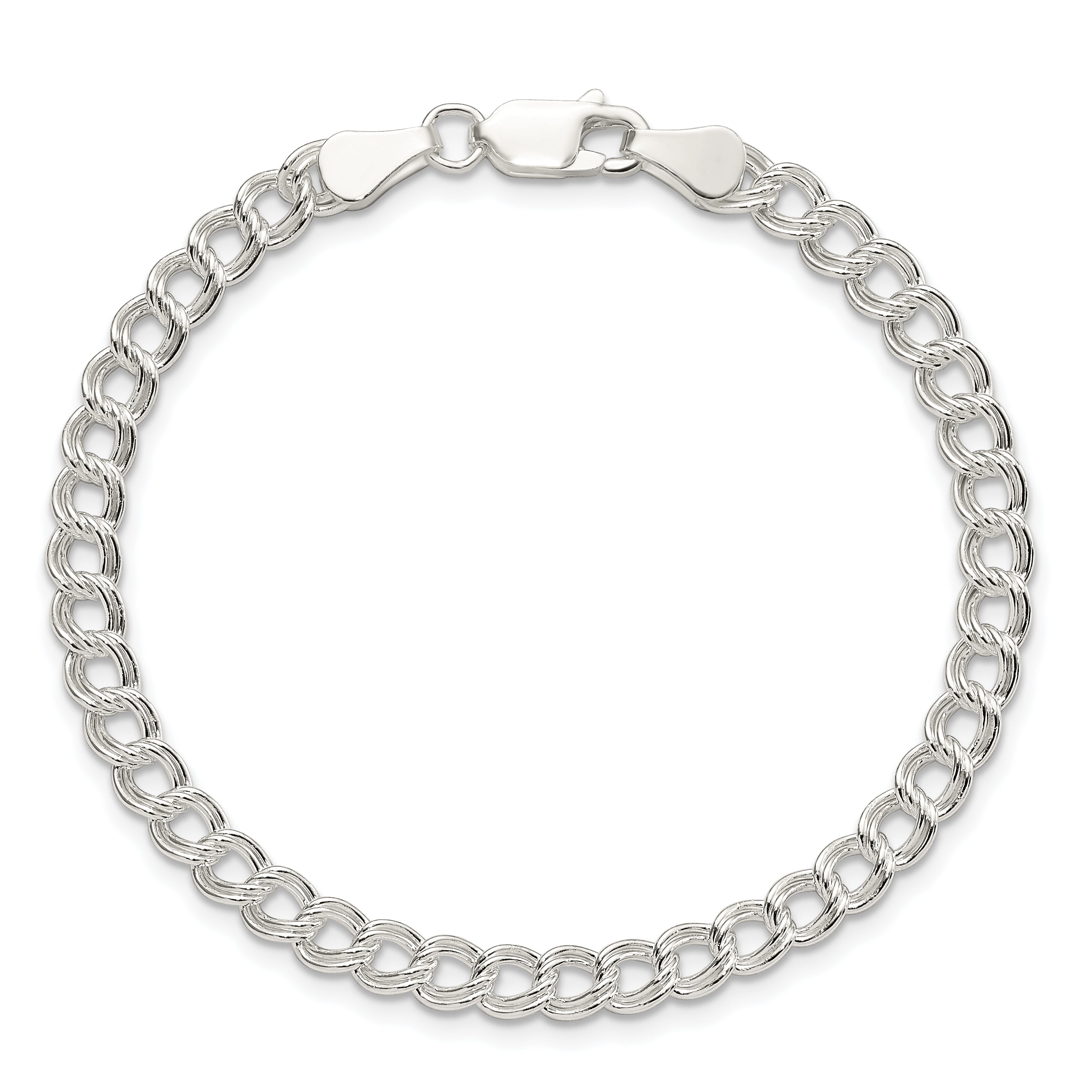 Sterling Silver 5mm Double Link Charm Bracelet