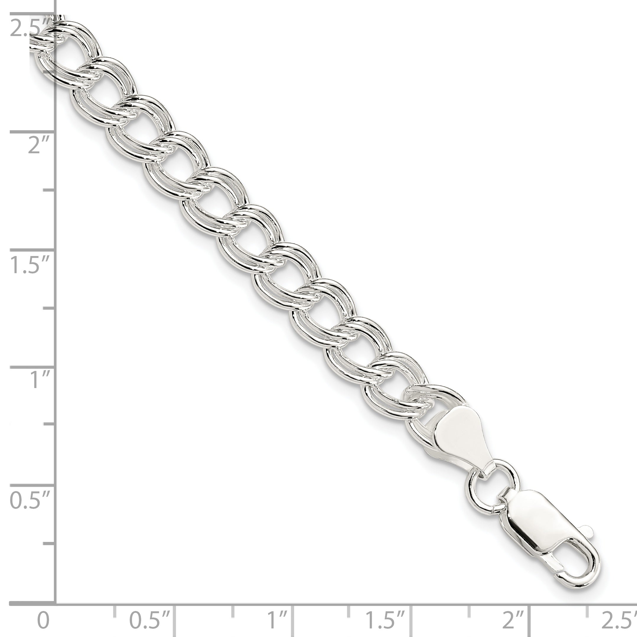 Sterling Silver 7mm Double Link Charm Bracelet