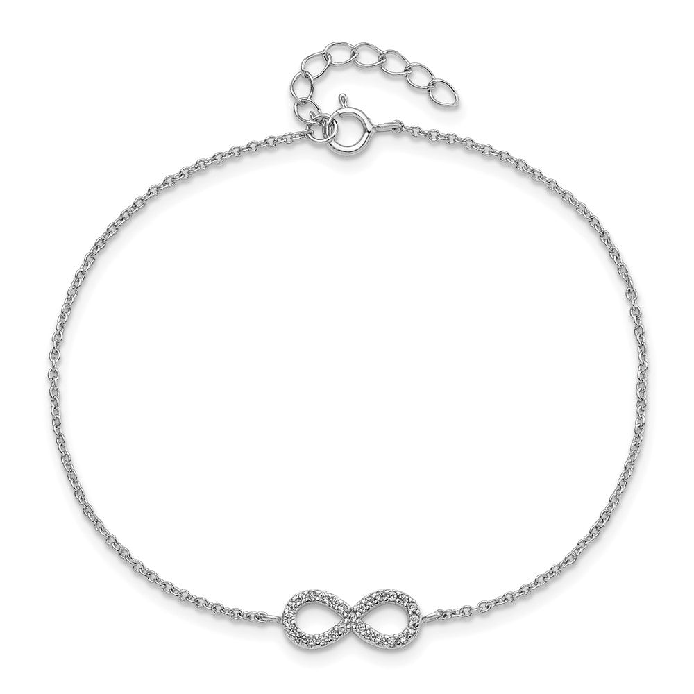 Cheryl M Sterling Silver Rhodium-plated Brilliant-cut CZ Infinity 7 Inch Bracelet with 1 Inch Extender