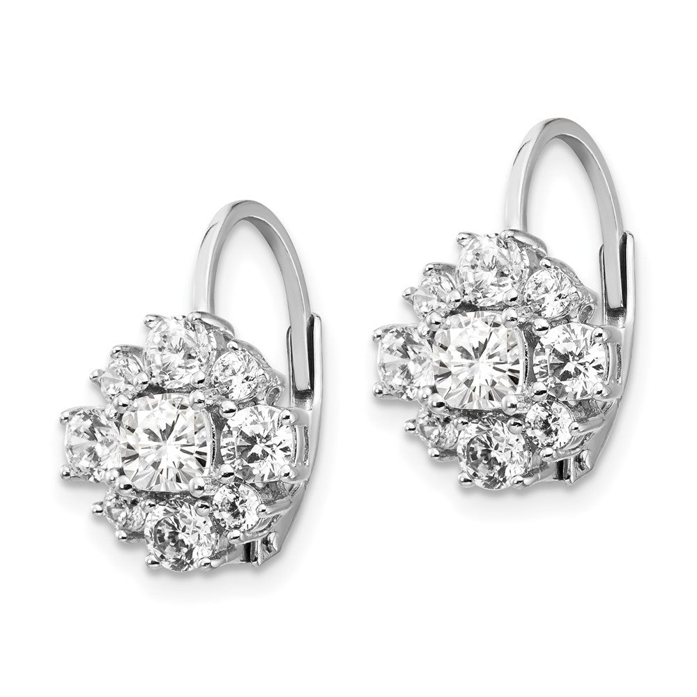 Cheryl M Sterling Silver Rhodium-plated Princess-cut and Brilliant-cut CZ Leverback Earrings