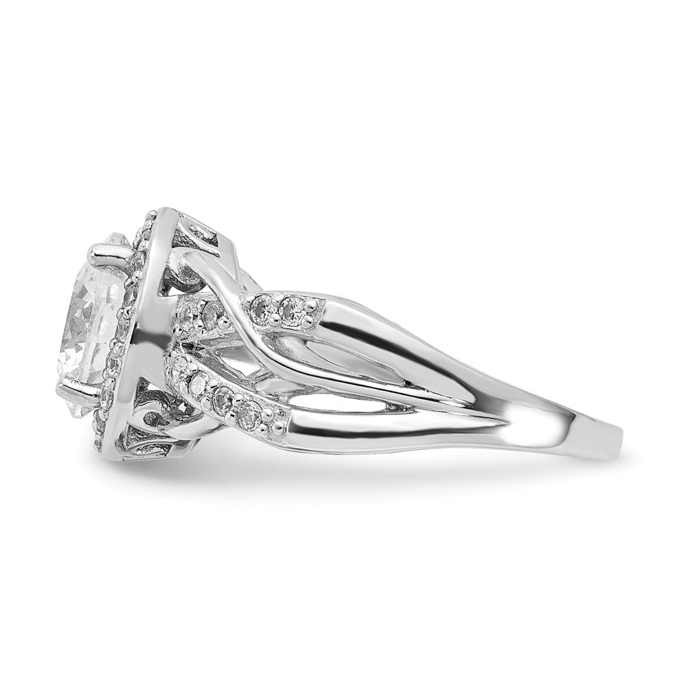 Cheryl M Sterling Silver CZ 100-Facet Fancy Ring