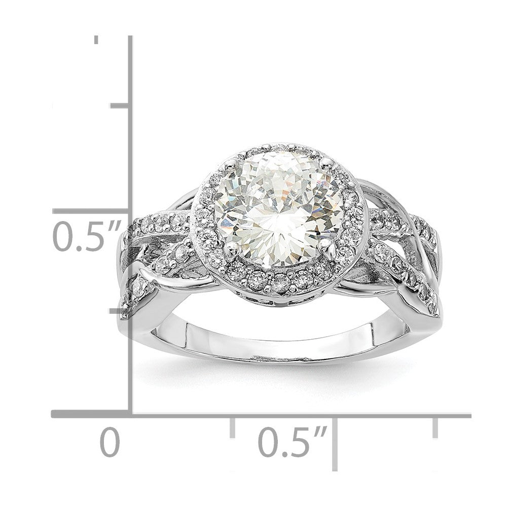 Cheryl M Sterling Silver CZ 100-Facet Fancy Ring