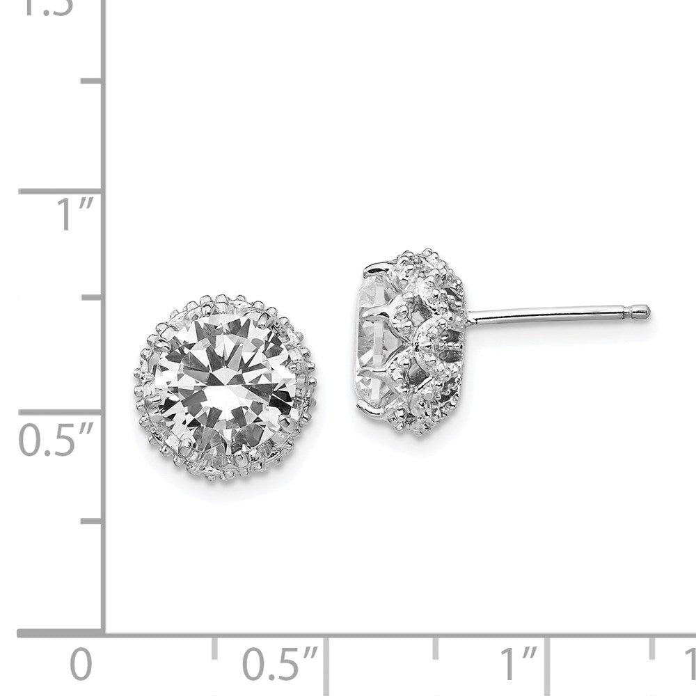 Cheryl M Sterling Silver Rhodium-plated Brilliant-cut CZ Round Post Earrings