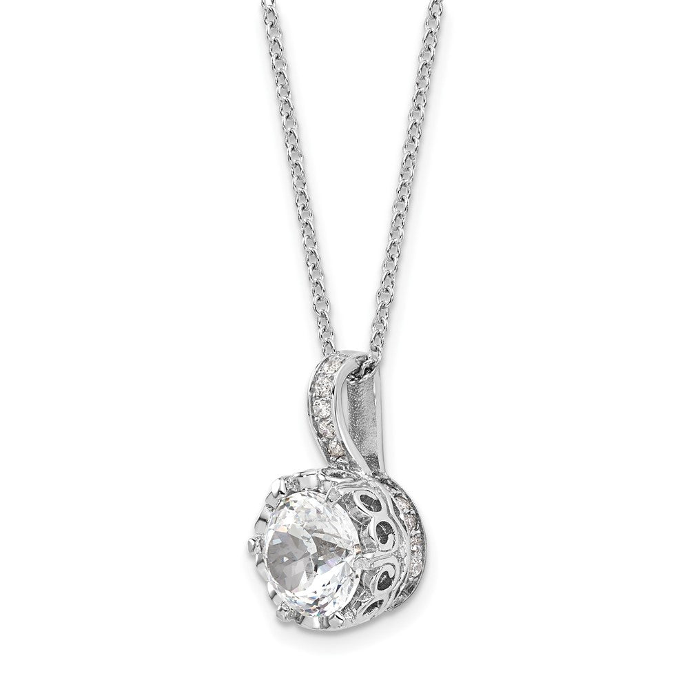 Cheryl M Sterling Silver Rhodium-plated Brilliant-cut and 100 Facet CZ 18 Inch Necklace