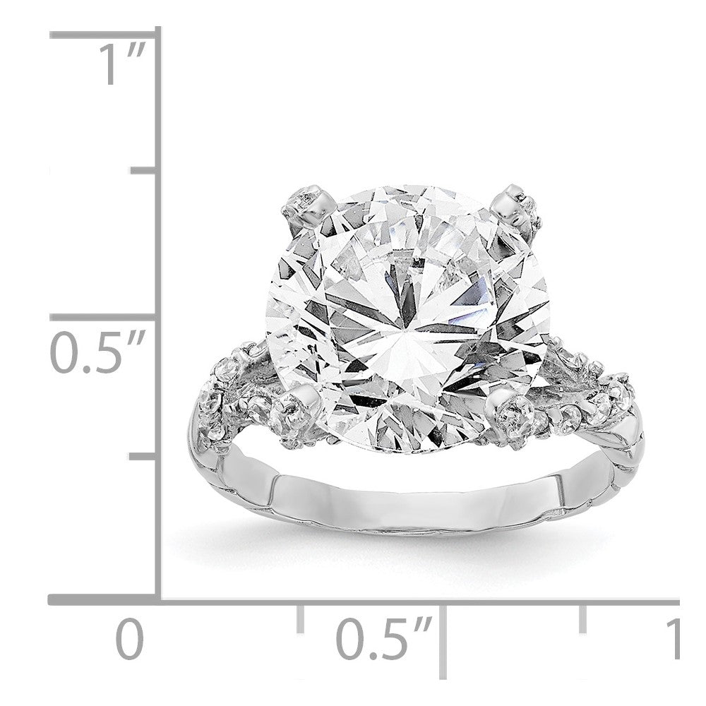 Cheryl M Sterling Silver Rhodium-plated Fancy Brilliant-cut CZ Ring