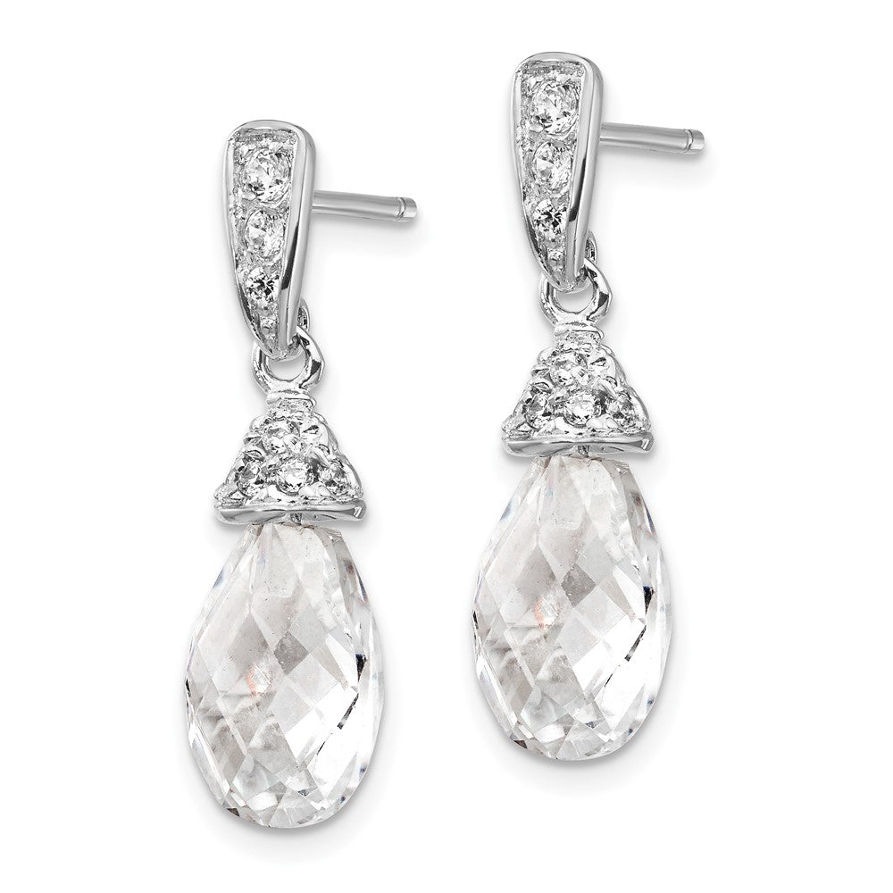 Cheryl M Sterling Silver Rhodium-plated Faceted Briolette and Brilliant-cut CZ Post Dangle Earrings