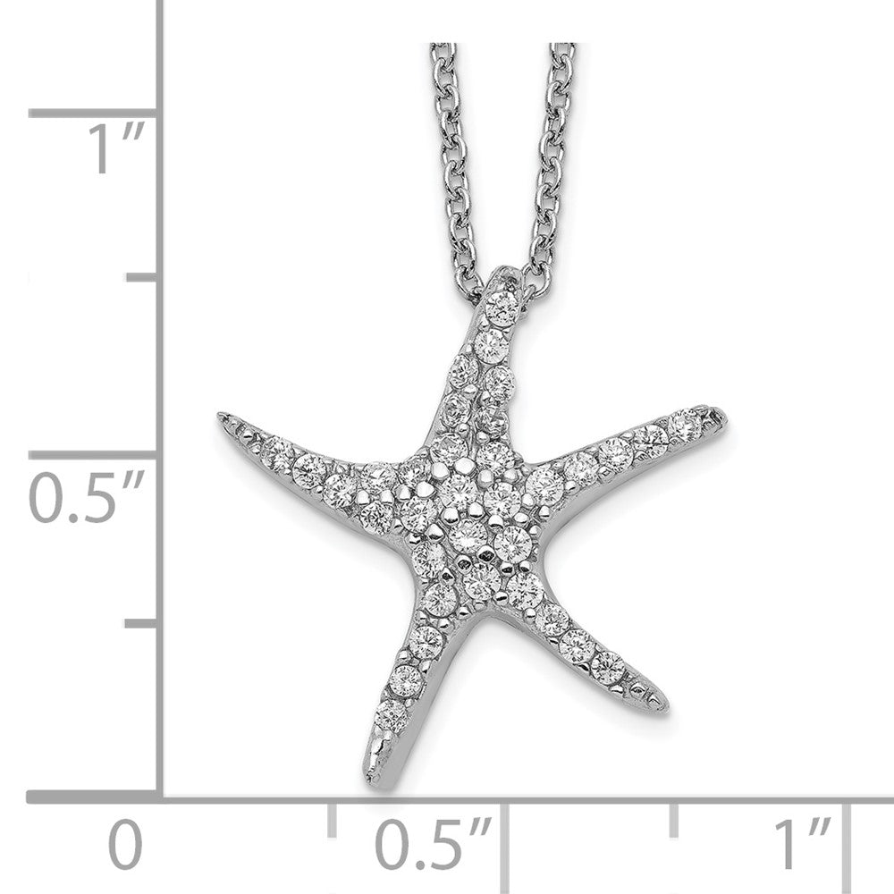 Cheryl M Sterling Silver Rhodium-plated Brilliant-cut CZ Starfish 18 Inch Necklace