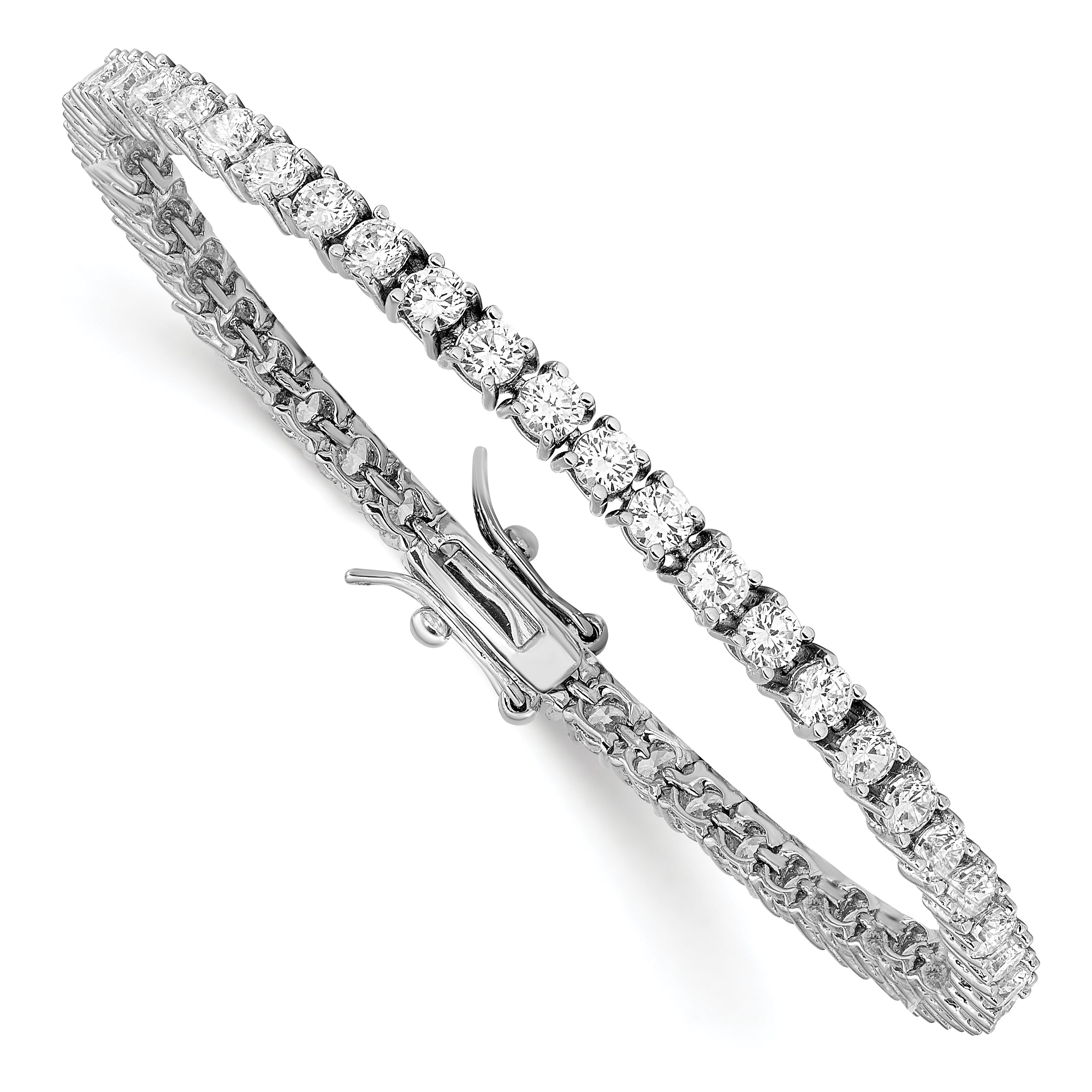 Cheryl M Sterling Silver Rhodium-plated Brilliant-cut CZ 7 Inch Tennis Bracelet