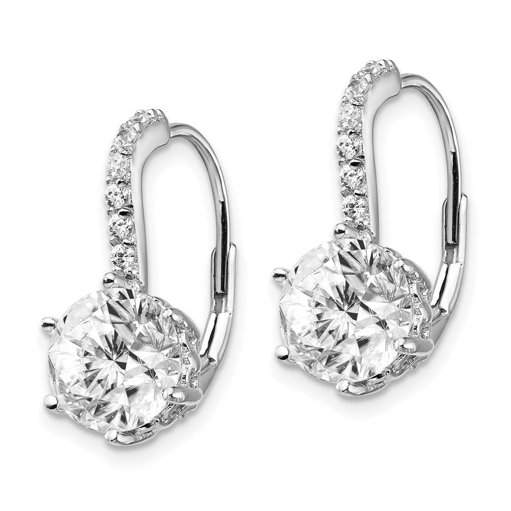 Cheryl M Sterling Silver Rhodium-plated Brilliant-cut CZ Leverback Earrings