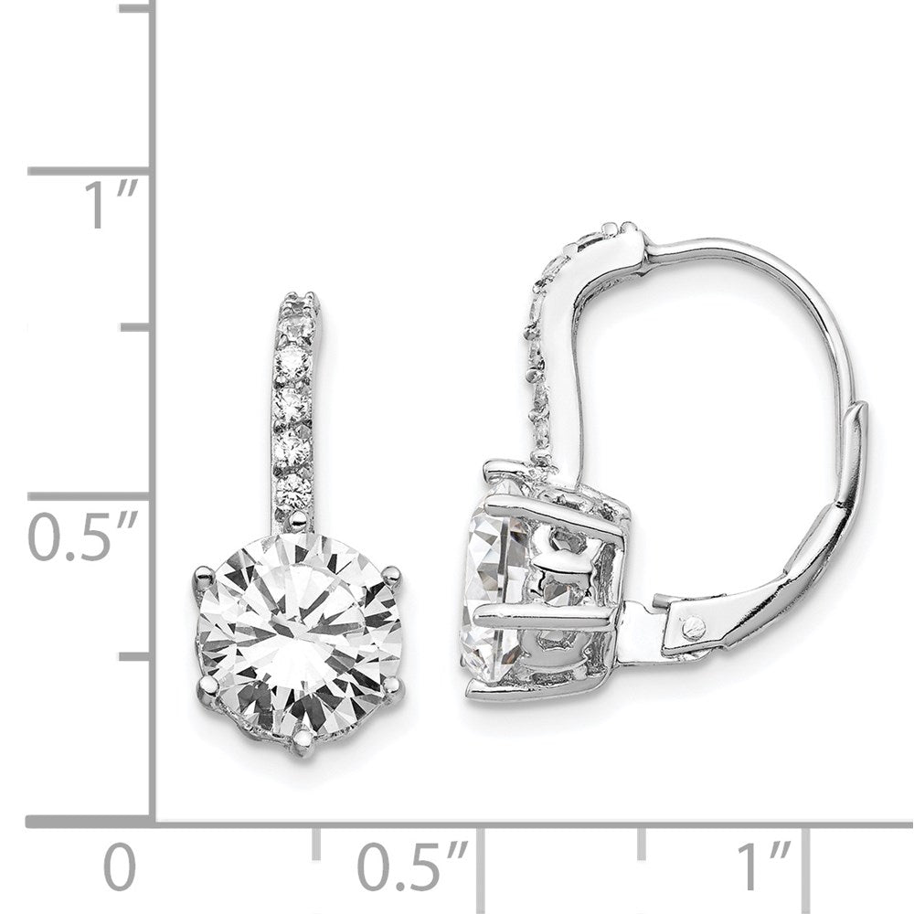 Cheryl M Sterling Silver Rhodium-plated Brilliant-cut CZ Leverback Earrings