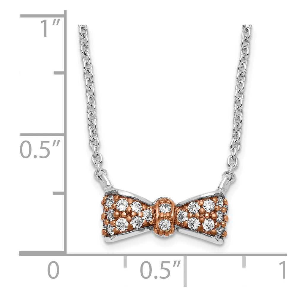 Cheryl M Sterling Silver Rose Gold-Plated & CZ Bow Necklace