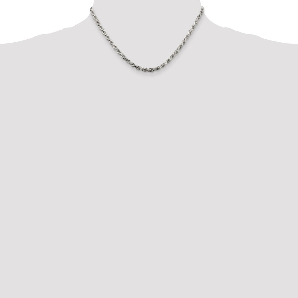 Sterling Silver 3.75mm Diamond-cut Rope Chain