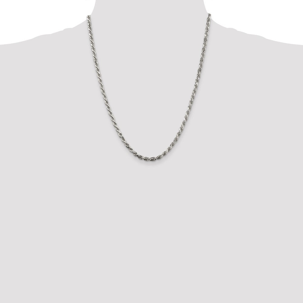 Sterling Silver 3.75mm Diamond-cut Rope Chain