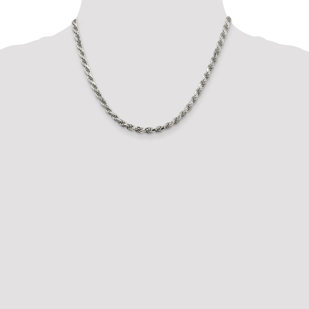 Sterling Silver 4.6mm Diamond-cut Rope Chain