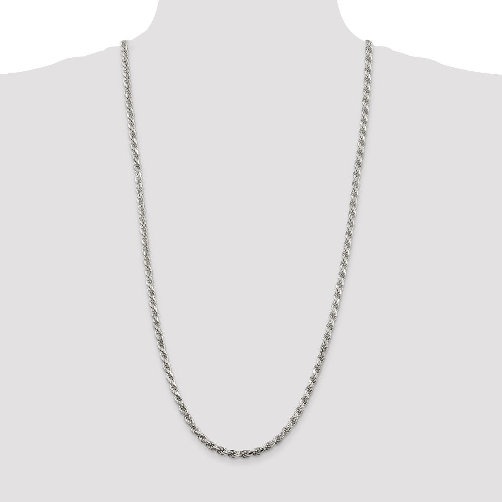 Sterling Silver 4.6mm Diamond-cut Rope Chain
