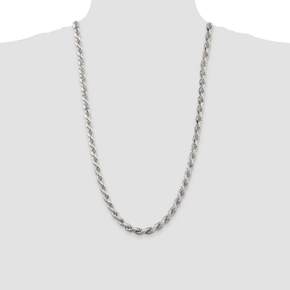 Sterling Silver 6.5mm Diamond-cut Rope Chain