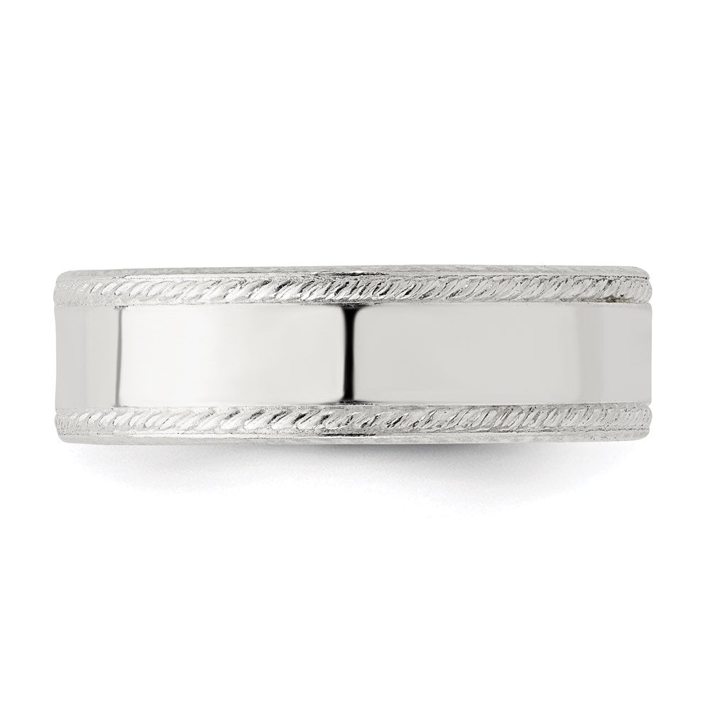 Sterling Silver 6mm Flat with Rope Edge Size 9 Band