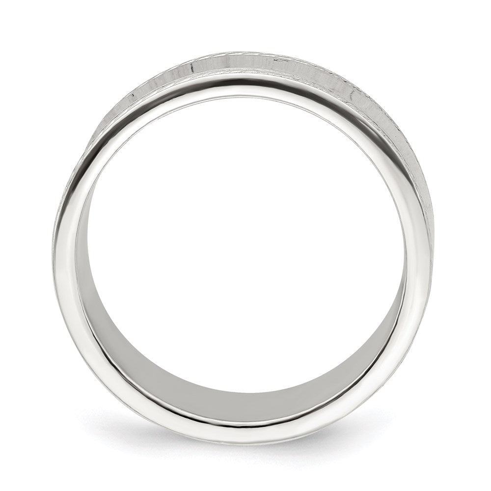 Sterling Silver 7mm Flat with Rope Edge Size 12 Band