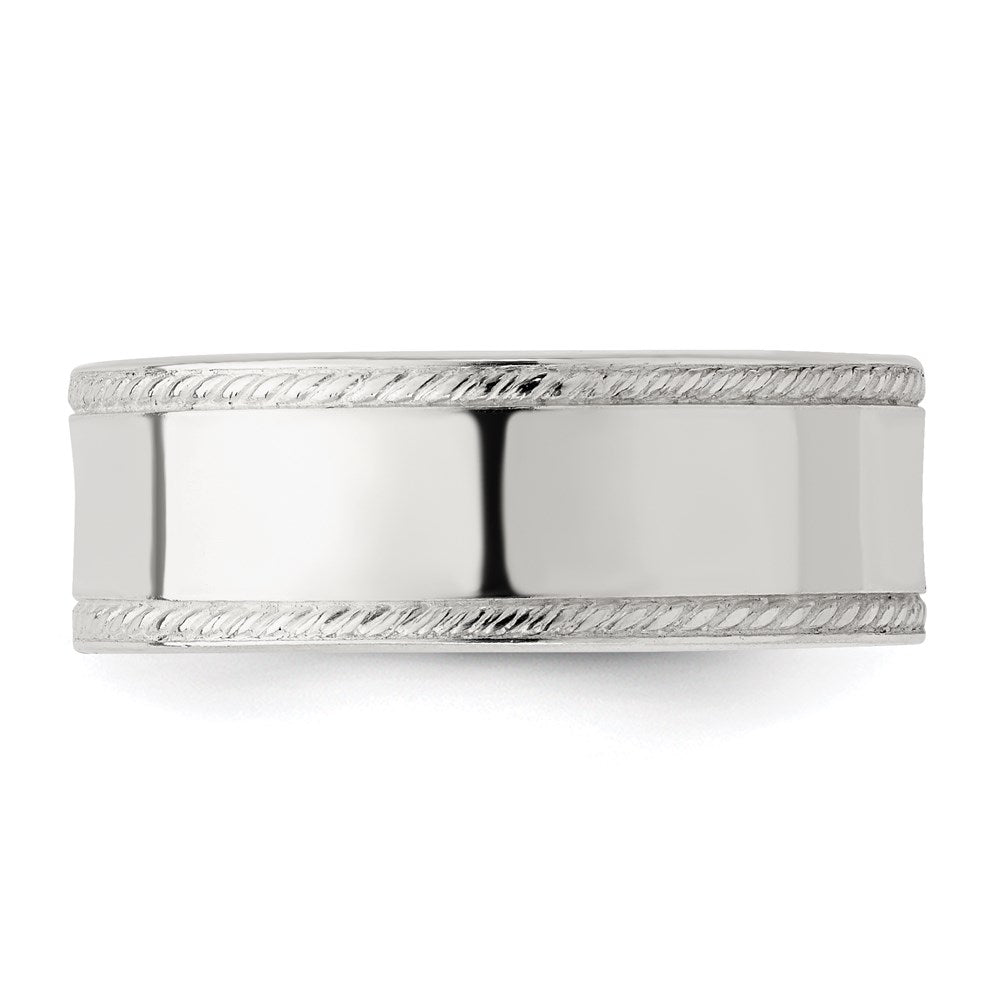 Sterling Silver 7mm Flat with Rope Edge Size 9 Band