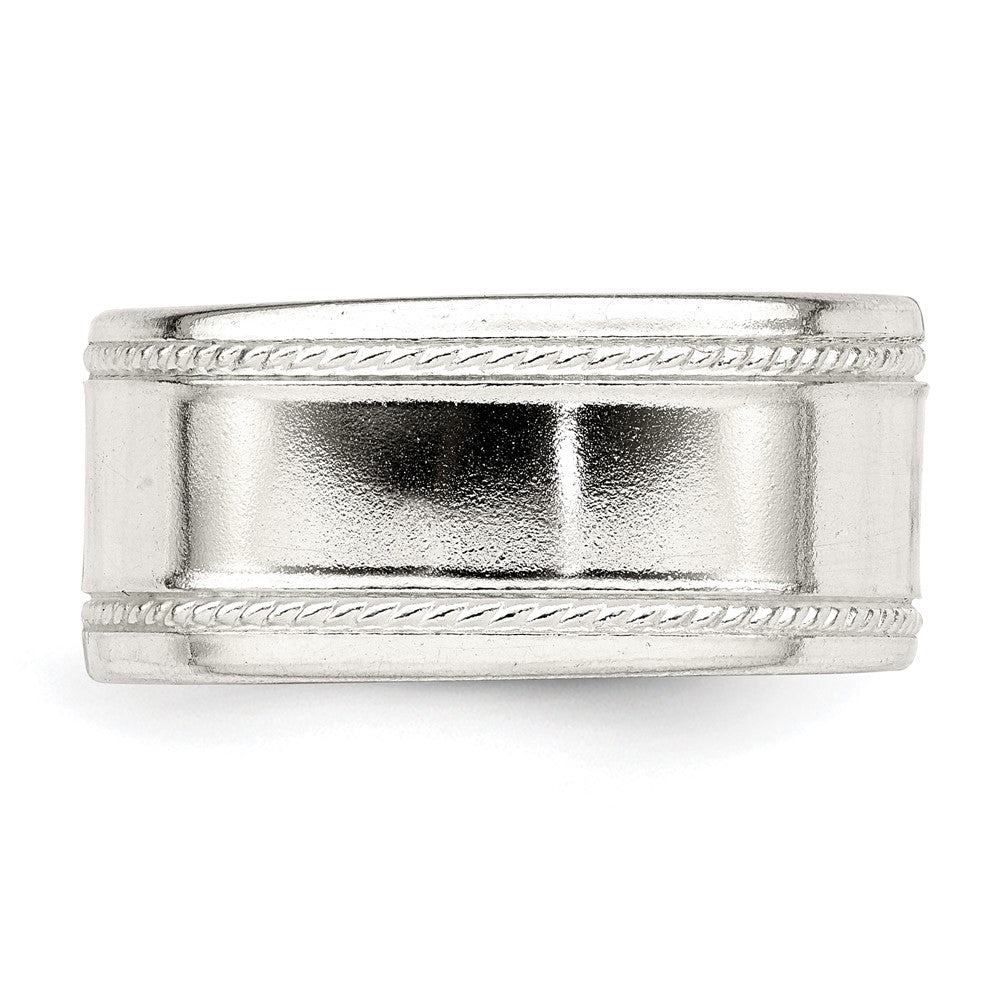 Sterling Silver 9.5mm Flat with Rope Edge Size 9 Band