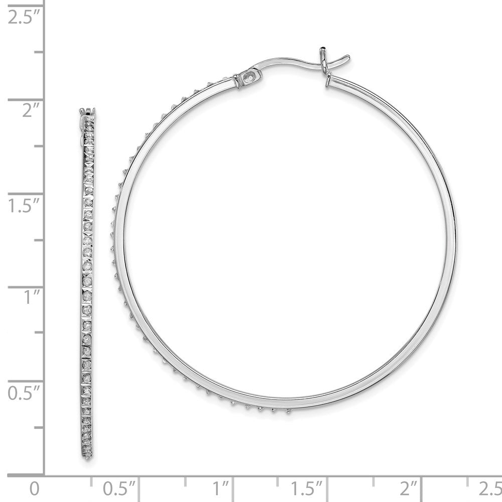 Diamond Fascination Diamond Mystique Sterling Silver Platinum-plated Diamond Round Hoop Earrings