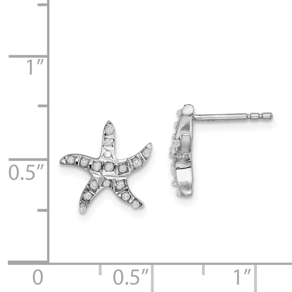 Diamond Fascination Diamond Mystique Sterling Silver Platinum-plated carart Diamond Starfish Post Earrings