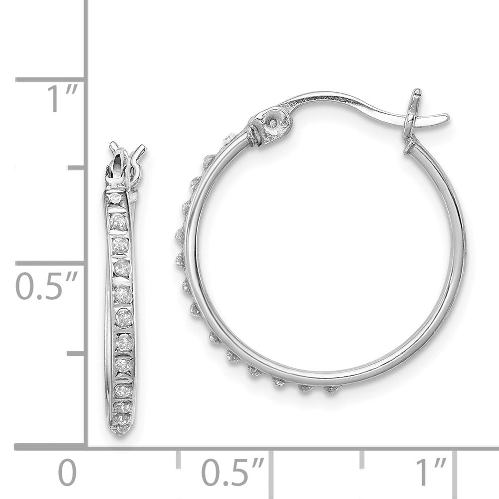 Diamond Fascination Diamond Mystique Sterling Silver Platinum-plated Diamond Round Hoop Earrings