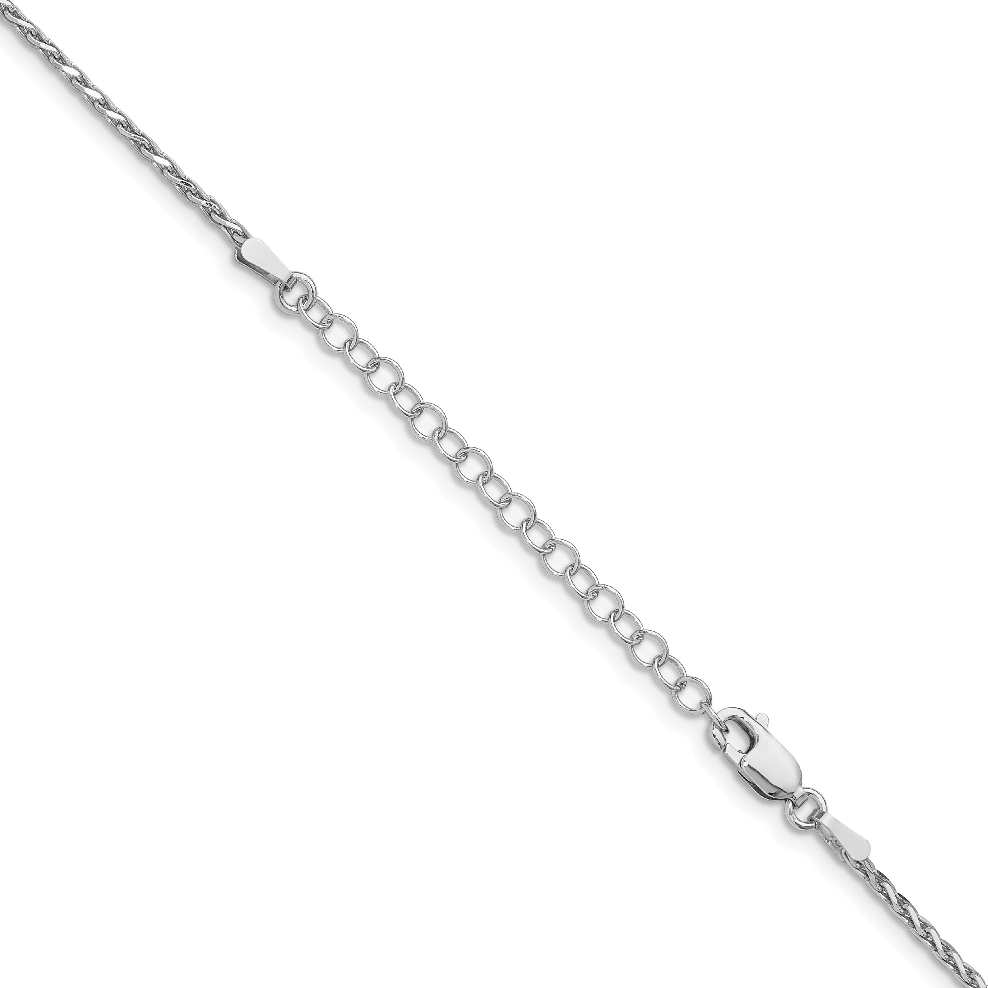 Sterling Silver Rhodium-plated 1.5mm Diamond-Cut Spiga Chain w/2in ext.