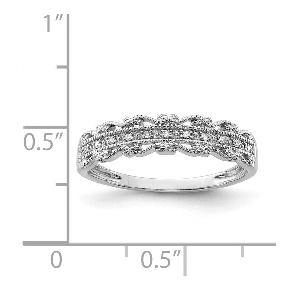 Sterling Silver Rhodium Plated Diamond Band
