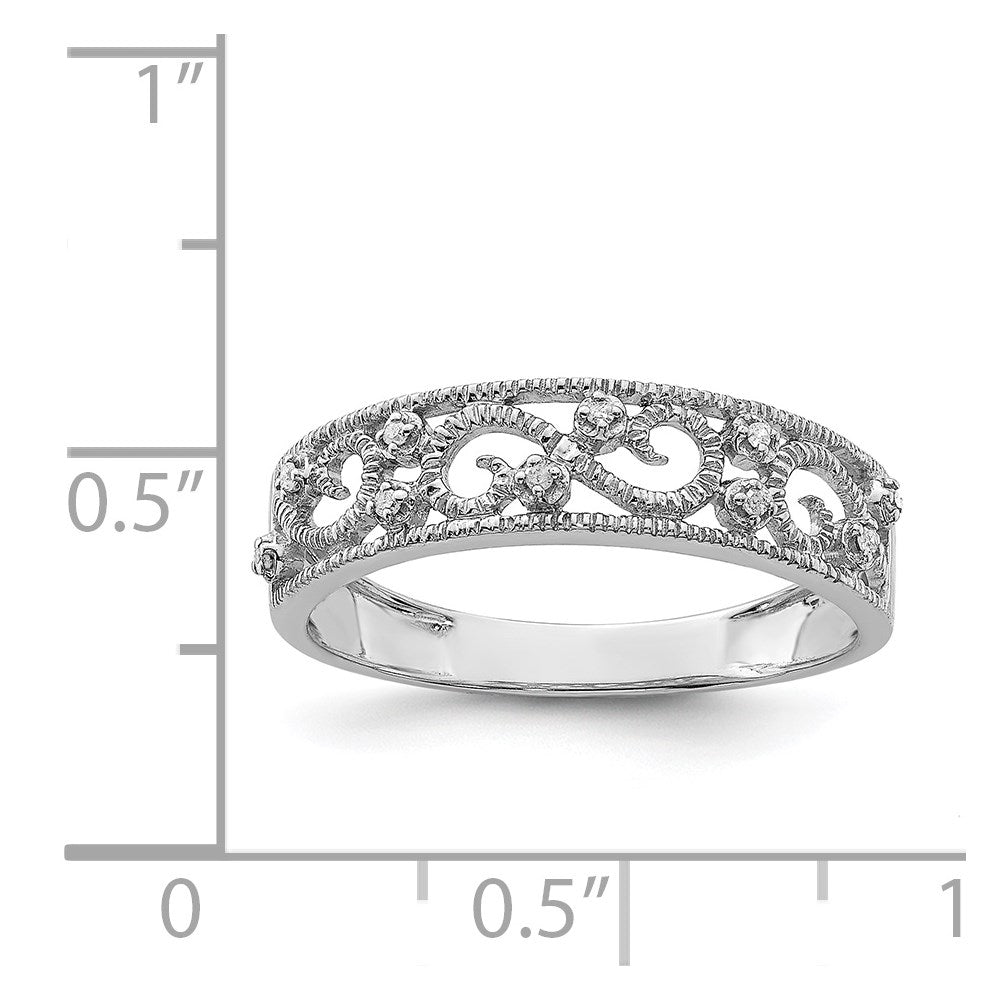 Sterling Silver Rhodium Plated Fancy Diamond Band