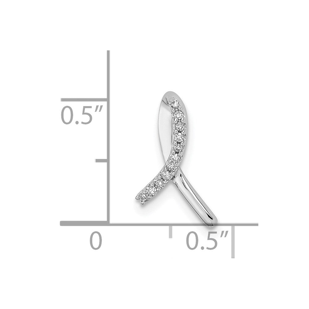 Sterling Silver Rhodium Diam. Awareness Ribbon Pendant