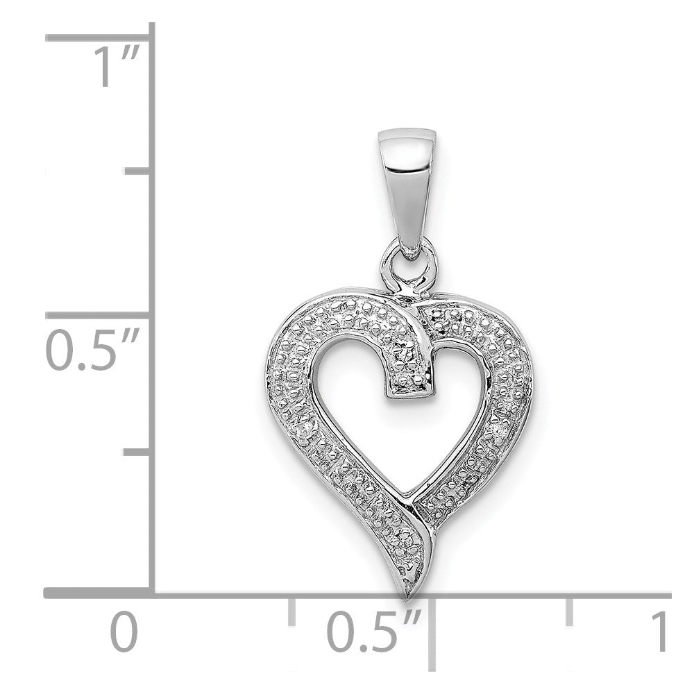 Sterling Silver Rhodium Diamond Heart Pendant