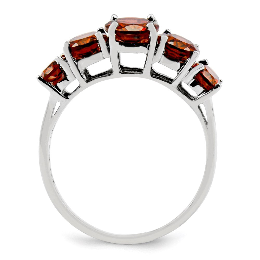 Sterling Silver Rhodium-plated Garnet Ring